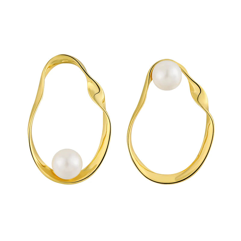 Irregular Shell Pearl Stud Earrings