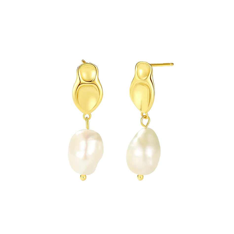 Introducing the exquisite Anne Pearl Stud Earrings, a timeless addition to any jewellery collection. These elegant earrings are meticulously crafted with a lustrous 18K gold plating over 925 Sterling Silver, ensuring both durability and a radiant shine. Each earring is adorned with a charming pearl pendant, adding a touch of sophistication and grace.