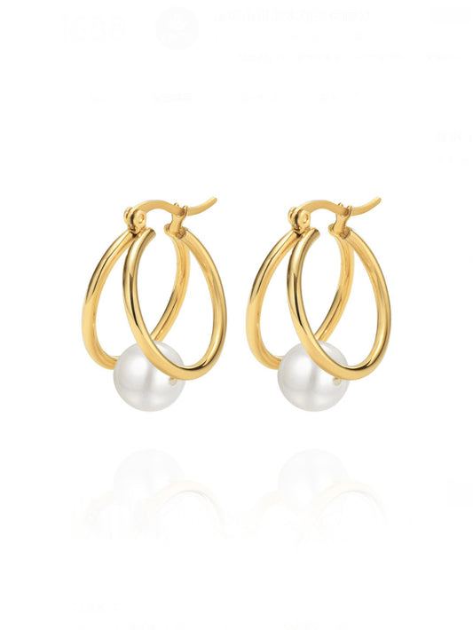 Double O Pearl Earrings