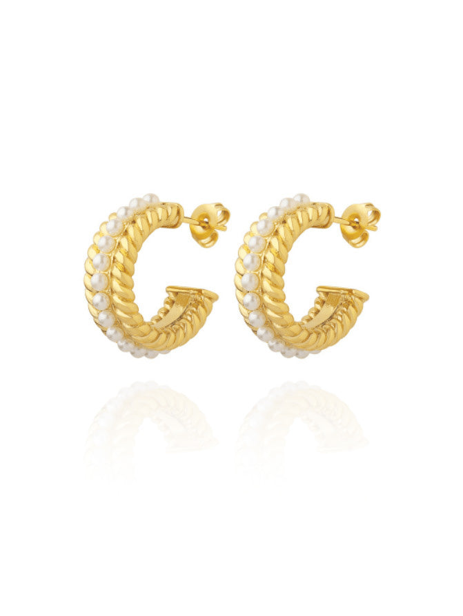 Twisted Pearl Hoops